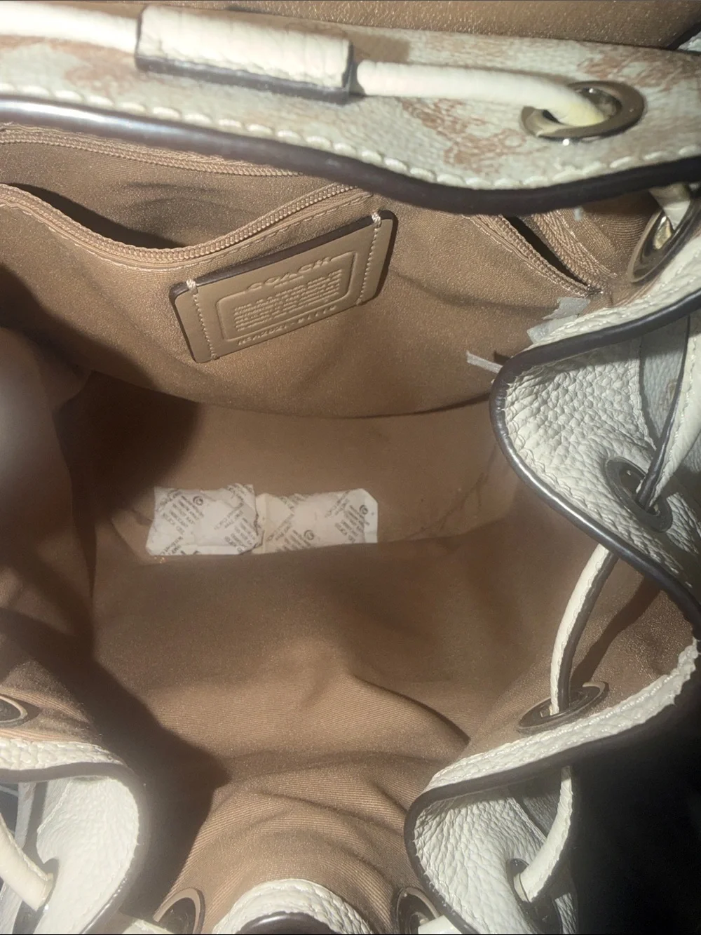 Coach Signature Print Cream Backpack